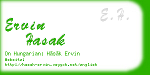ervin hasak business card